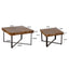 31.3"Modern Retro Splicing Square Coffee Table  Fir Wood Table Top with Cross Legs Metal Base (Set of 2 pcs ) - Korvel
