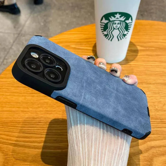 Luxury Matte Soft Leather Phone Case For iPhone 15 14 Plus 13 12 11 Pro Max 7 8Plus SE Lens Protection Shockproof Silicone Cover - Korvel
