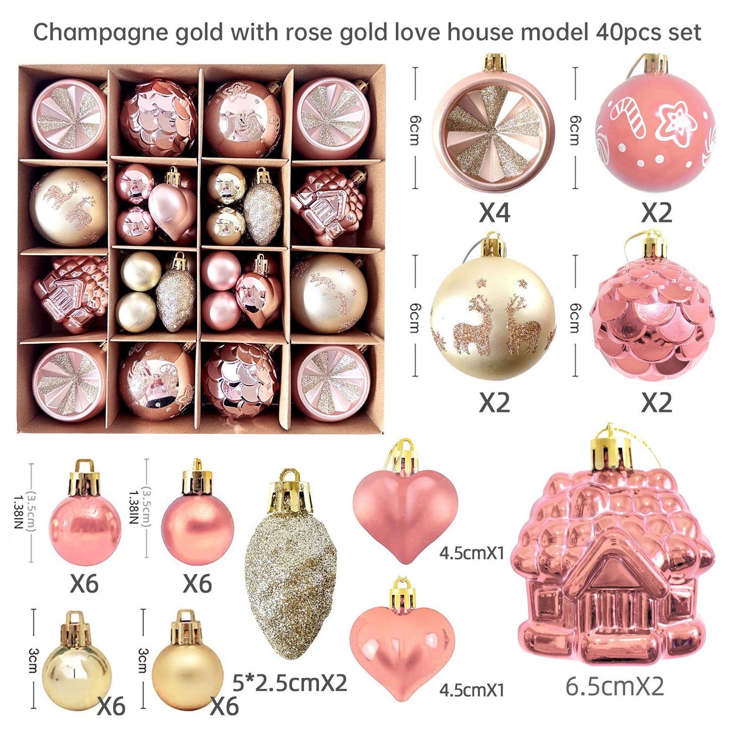 Christmas decoration 6cm electroplated ball plastic ball special-shaped painted Christmas ball gift Christmas tree pendant - Korvel