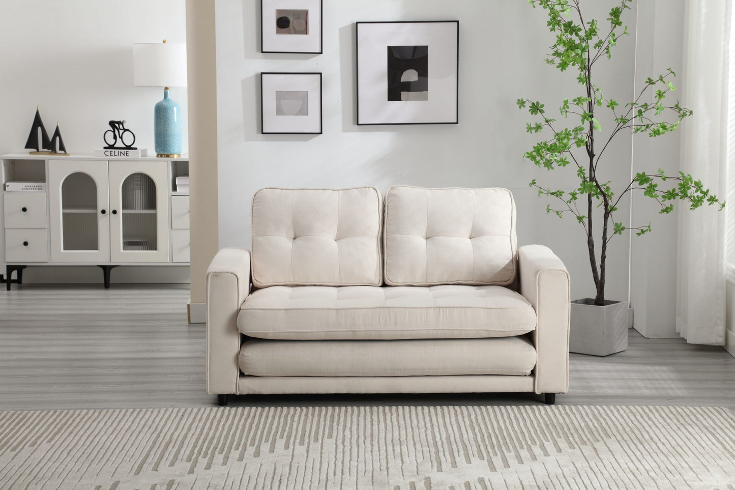 Canapé-lit futon convertible 3 plis - Gris foncé, Gris clair et Beige