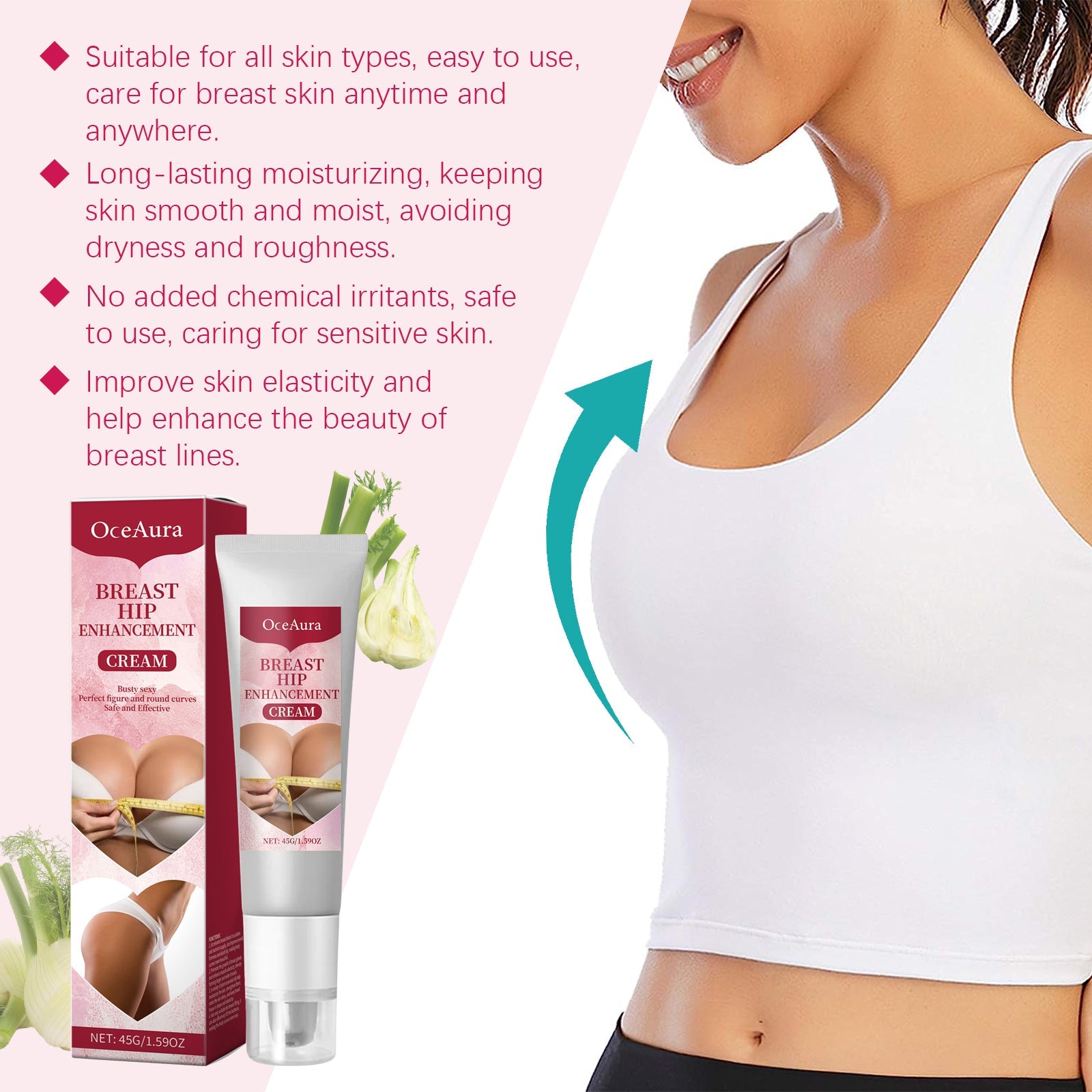 Oceaura Breast Care Cream Moisturizes Firming Chest Line Lift To Show Feminine Charm Massage Treatment Cream - Korvel