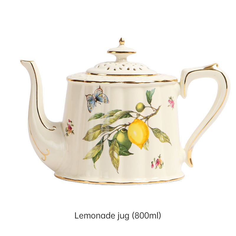 European - style Elegant Lemon Espresso Cups Set: Includes Tea Cups, Saucers, Ceramic Mugs, and a Dessert Plate - Korvel