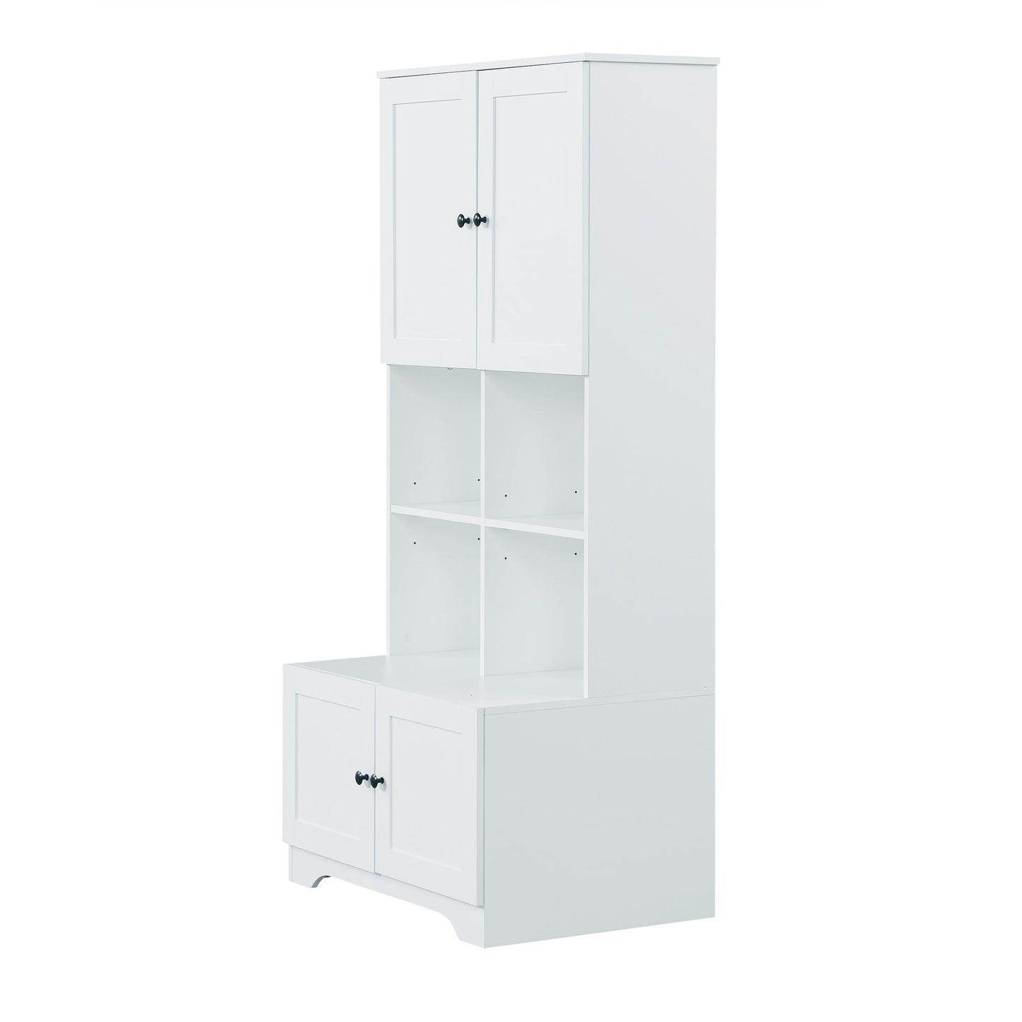 Elegant 4-Door Bathroom Storage Cabinet with Adjustable Shelves