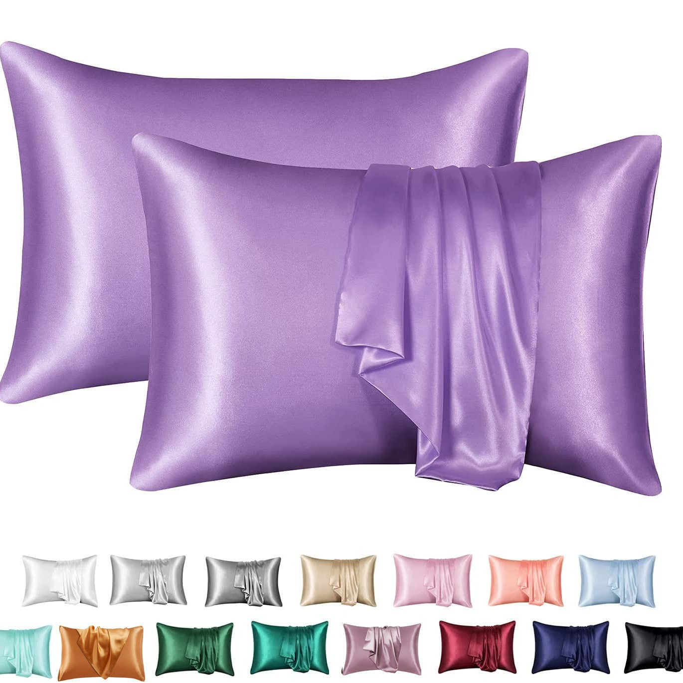 Simulation silk solid color polyester pillowcase envelope pillow pillow cases pillow pair multi-color - Korvel