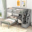 Cama loft tamaño twin con escalera de almacenamiento y escritorio - Gris