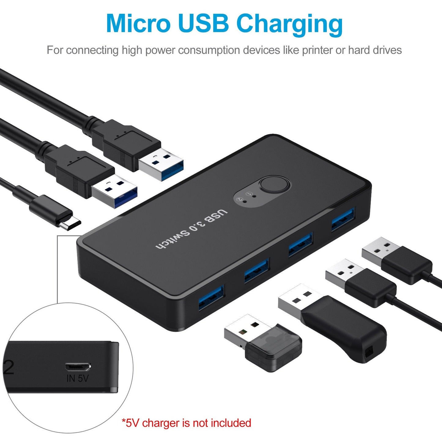 Hub de commutation USB 3.0 à 4 ports