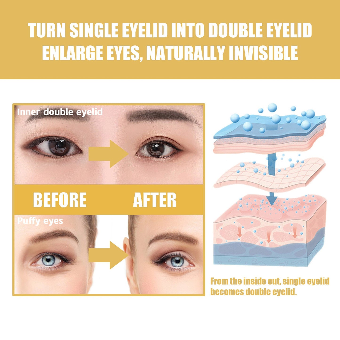 Double Eyelid Gel Permanent Natural Traceless Invisible Non-Glue Double Eyelid Gel Beauty Patch - Korvel