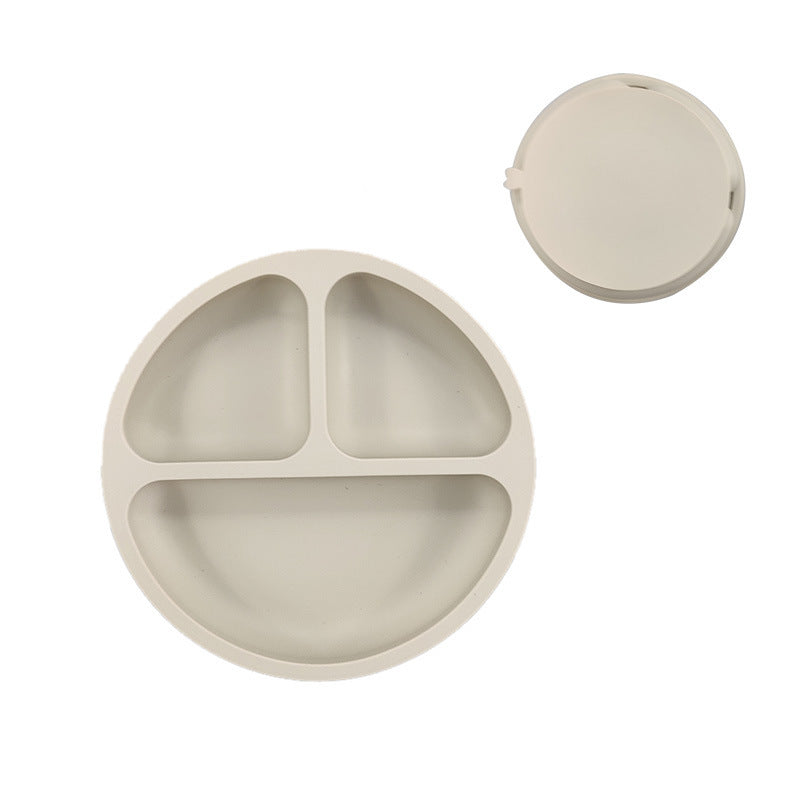 Children's Silicone Dinner Plate Infant Feeding Tableware Set Baby's Complementary Food Division Big Suction Cup Smiling Face Silicone Dinner Plate - Korvel