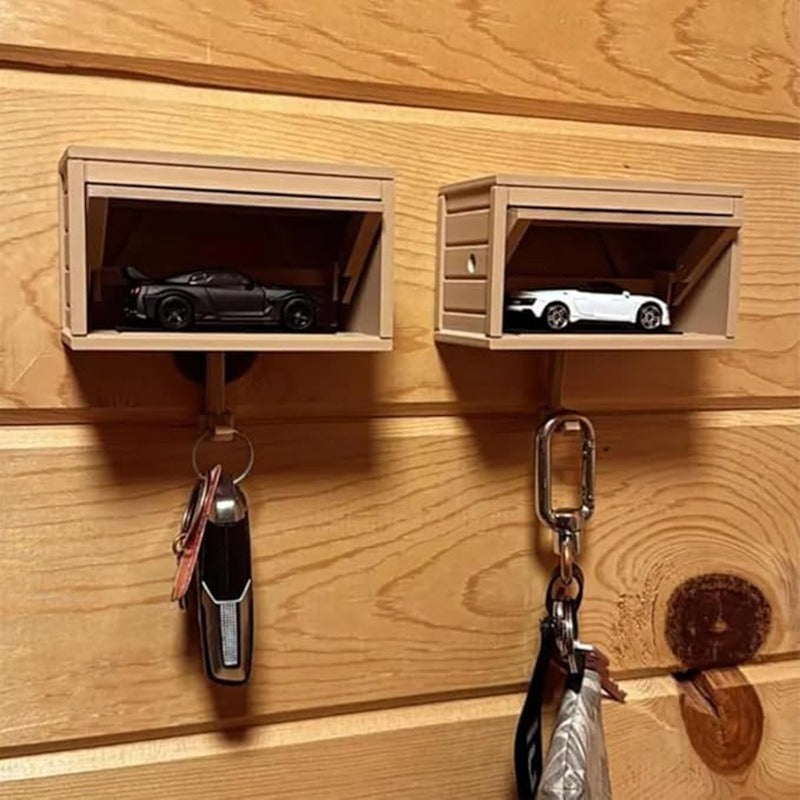 Porte-clés en bois élégant avec design en forme de garage