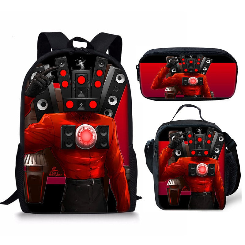 Conjunto de mochila Skibidi Toilet Man de 3 piezas para la escuela