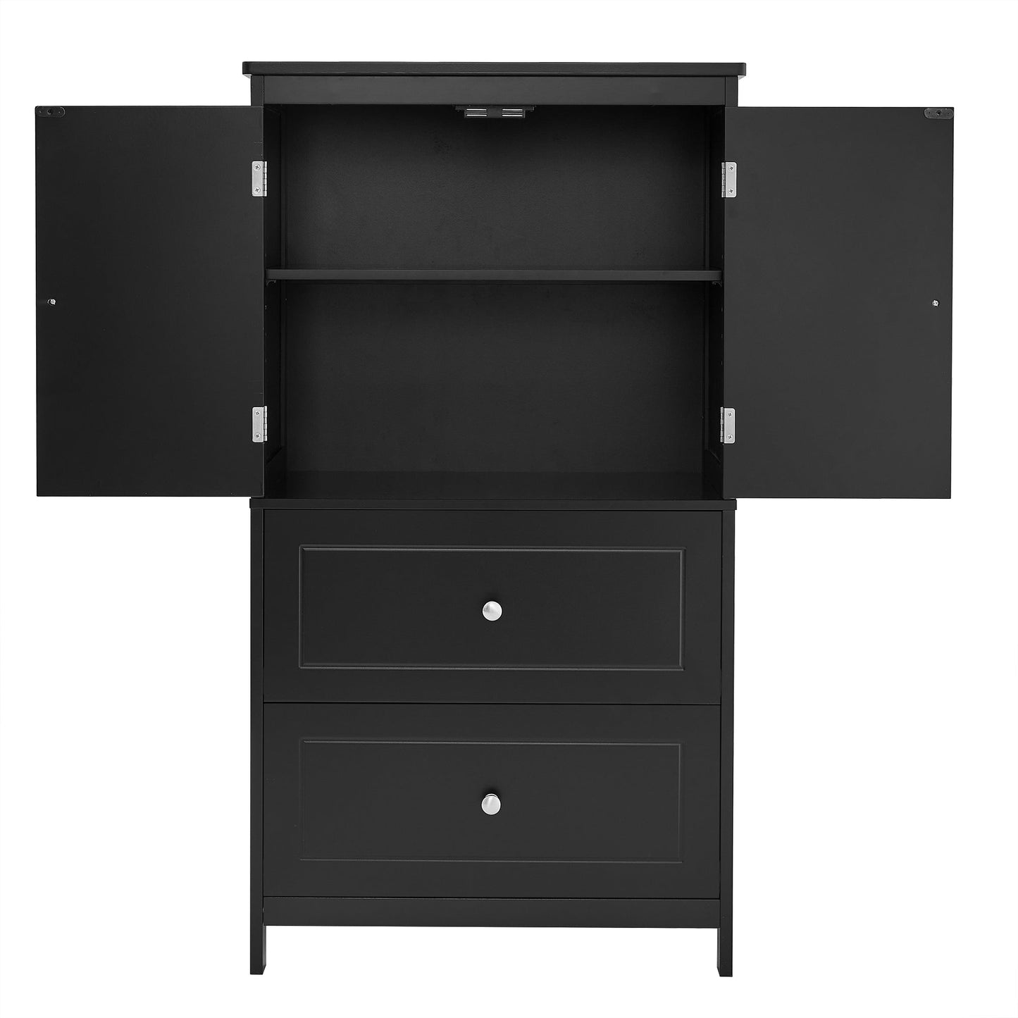 Armoire de rangement de salle de bain noire élégante avec étagère réglable