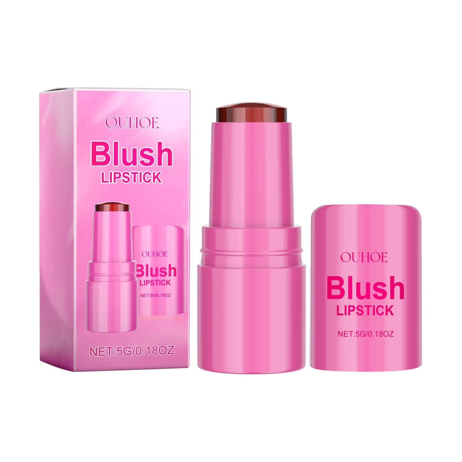 Blush Lipstick, Natural Nude Light Long-Lasting Easy Color Blush Lip Gloss Stick - Korvel