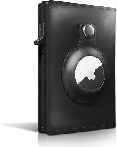 Airtag metal card holder genuine leather and aluminum alloy card holder - Korvel
