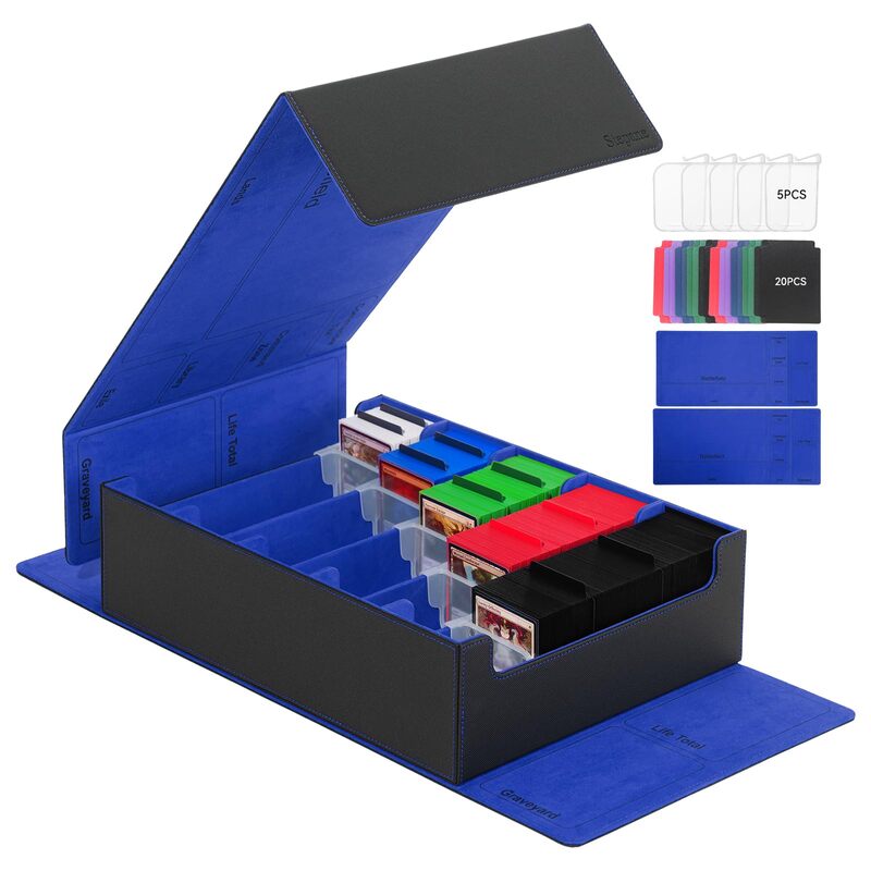 3800+ Capacity Card Storage Box. Includes 20 Dividers, 5 Supporters, Leather Magnetic Closure. Great for YuGiOh & MTG Cards. - Korvel