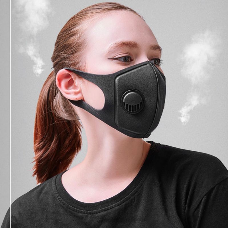 Unisex Sponge Dustproof PM2.5 Pollution Half Face Mouth Mask With Breath Valve Wide Straps Washable Reusable Muffle Respirator - Korvel
