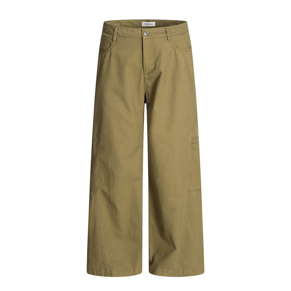 Design Sense Multi-Pocket Workwear Casual Trousers Men's Solid Color Loose Wide-Leg Straight Leg Long Pants Vibe Trendy Retro Versatile - Korvel
