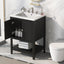 Meuble de salle de bain moderne noir de 24" avec évier en céramique élégant