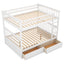 Full over Full Bunk Bed with Drawers  Convertible Beds  White - Korvel