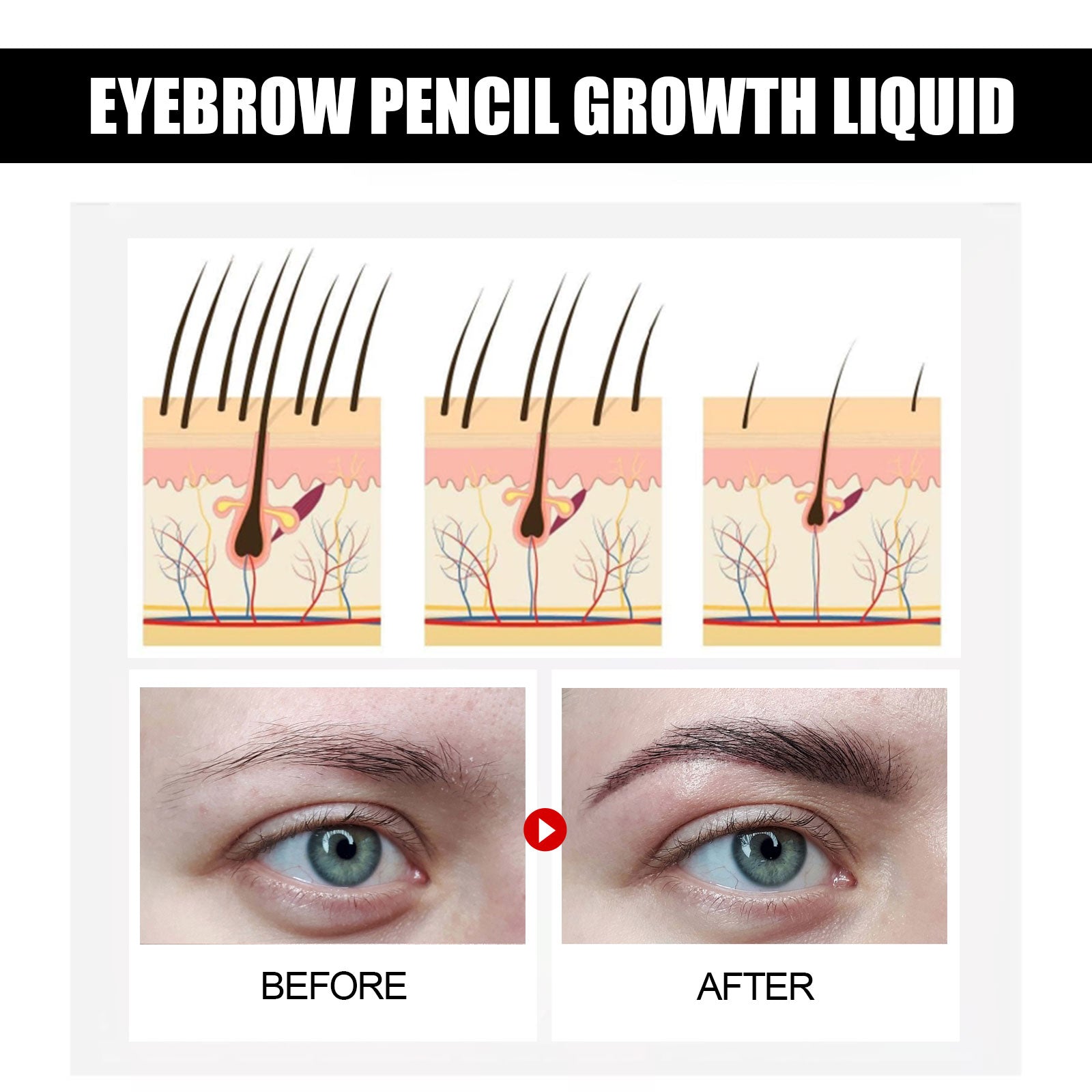 Eyebrow Liquid Dark Thick Natural Oil Eyebrow Repair Mild Moisturizing Treatment - Korvel