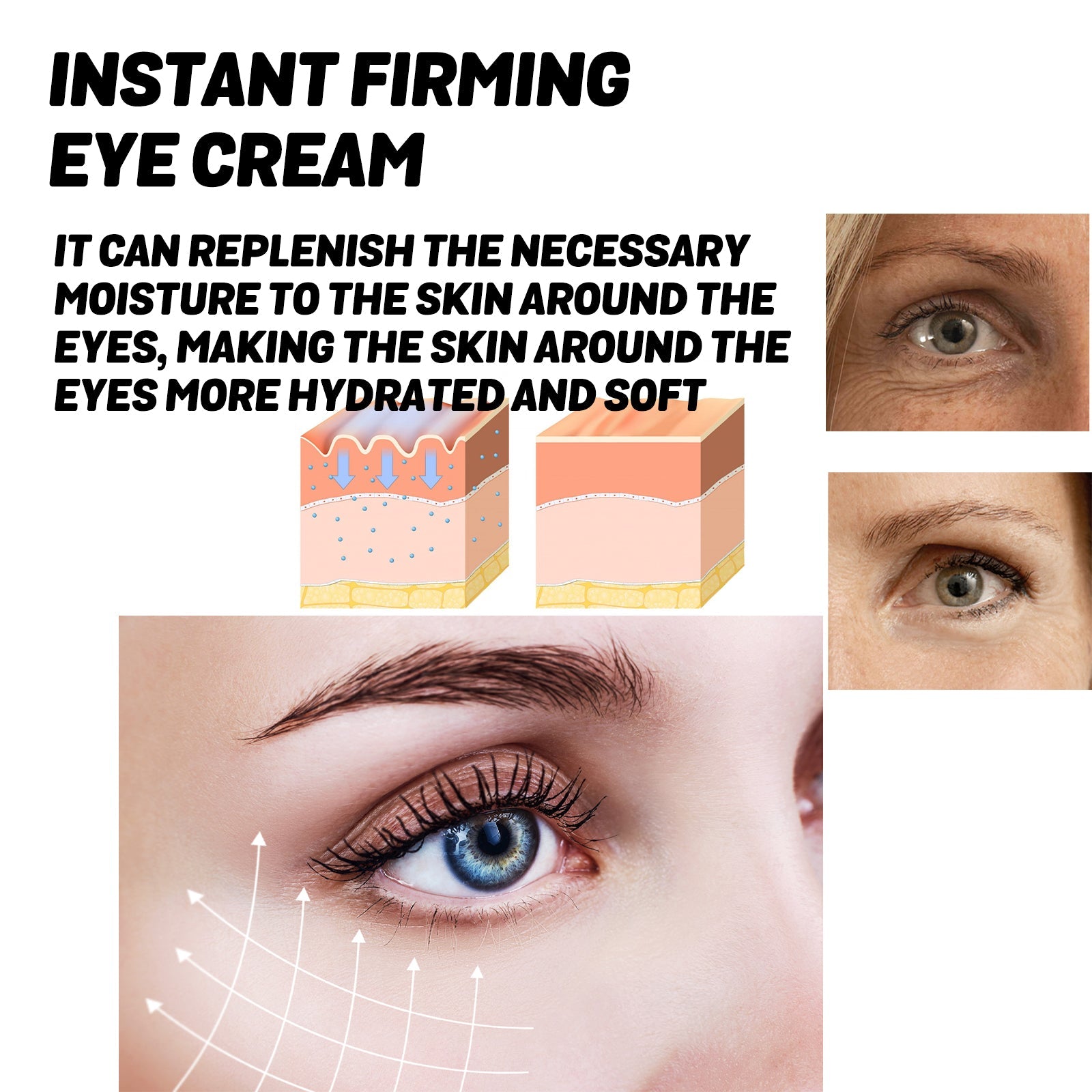 Instant Firming Eye Cream, Elastic Tightens Eye Skin Moisturizing Treatment To Reduce Fine Lines And Dark Circles Under The Eyes - Korvel