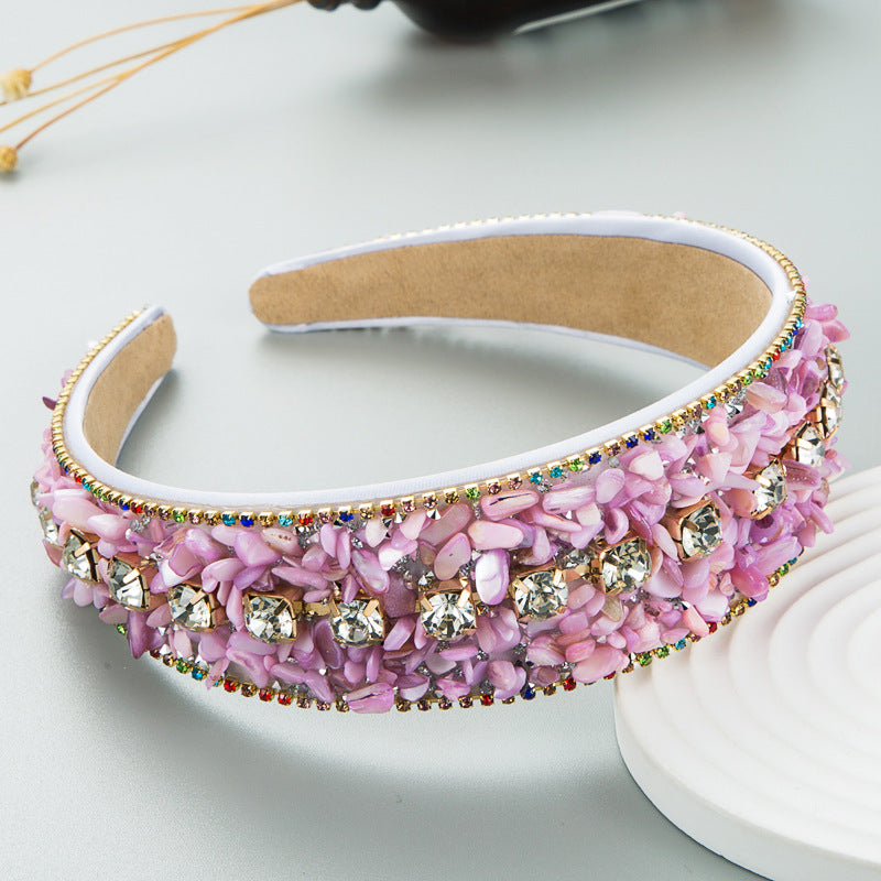 Colorful Turquoise Diamond Wide Edge Headband Set