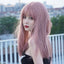 Peluca larga rosa premium con flequillo para looks elegantes