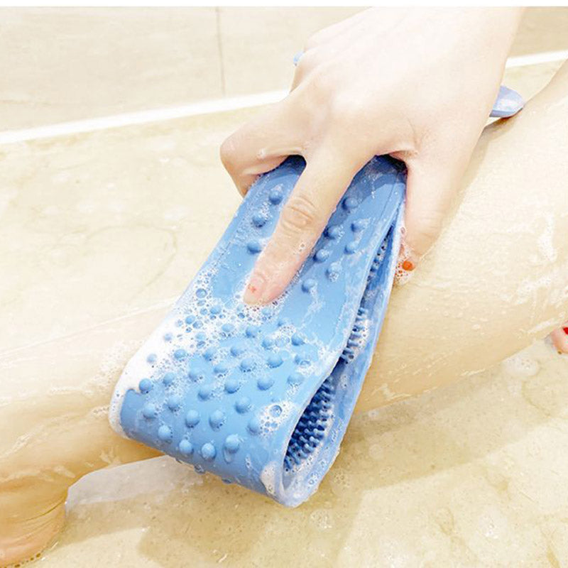 Hot Body Wash Silicone Body Scrubber Belt Double Side Shower Exfoliating Belt Removes Bath Towel - Korvel