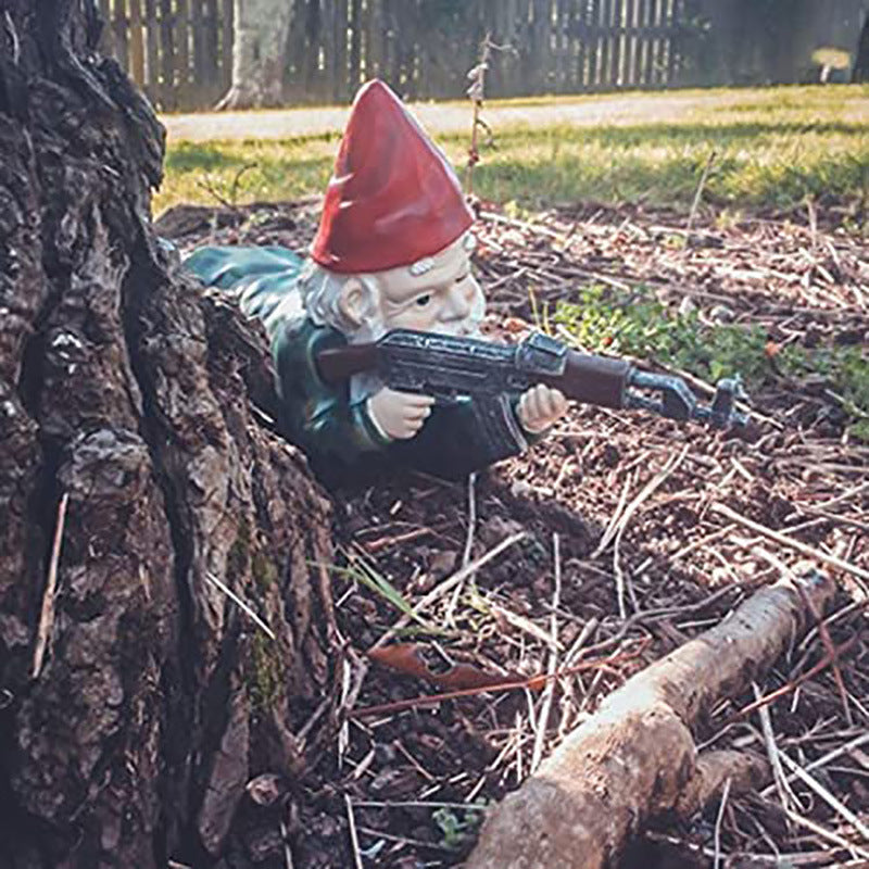 Funny Army Gnome Garden Statue - Set of 3 Resin Decor