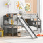 Lit superposé jumeau avec rangement et bureau - Gris