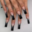 Black French Flame Finished False Nails