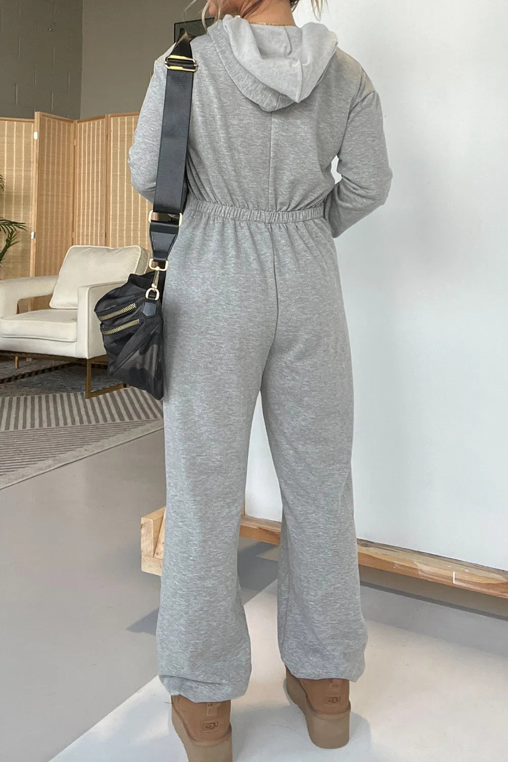 Full Size Drawstring Long Sleeve Jumpsuit - Korvel
