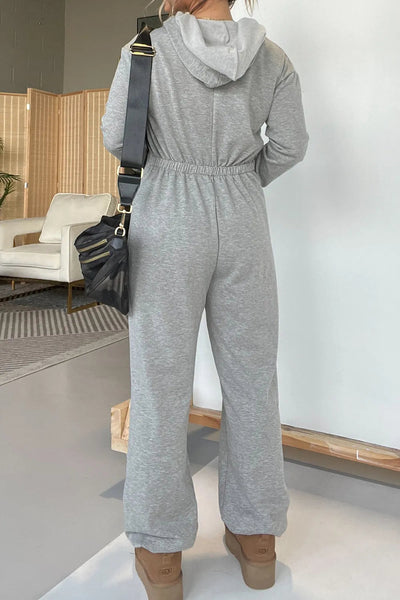 Full Size Drawstring Long Sleeve Jumpsuit - Korvel