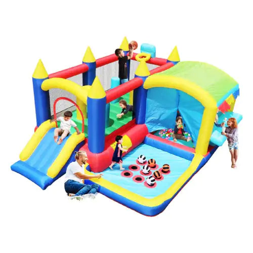 Maison Gonflable 7-en-1 avec Piscine à Balles pour Enfants