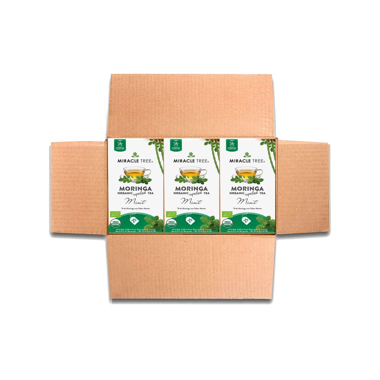Organic Moringa Tea with Mint - 25 Wrapped Tea Bags