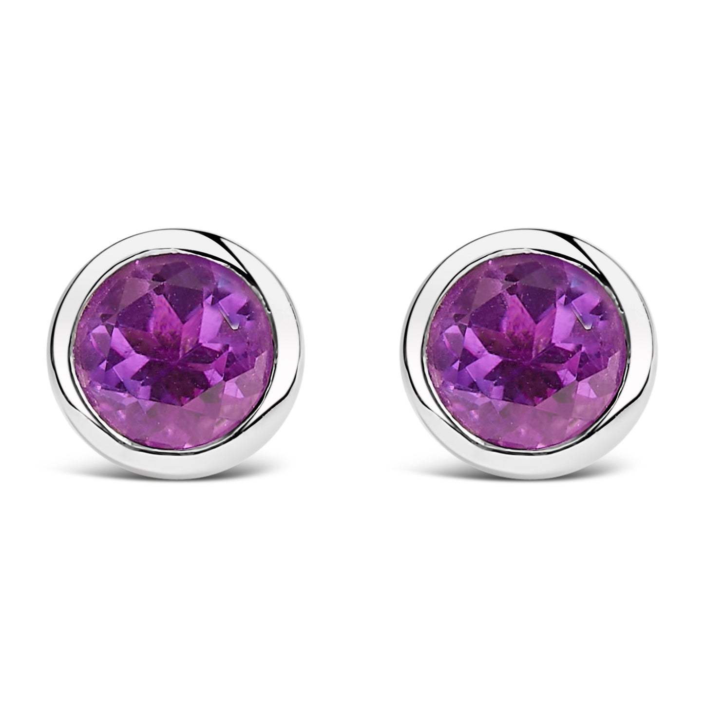 Boucles d'oreilles en argent sterling 925 avec améthystes violettes de 6 mm en sertissage à griffes