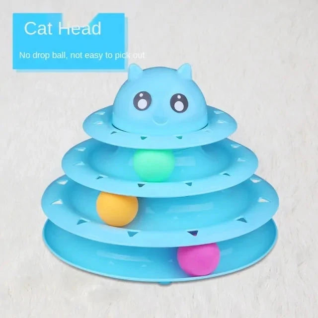 Pista de Juego con Bolas Giratorias de 4 Capas para Gatos