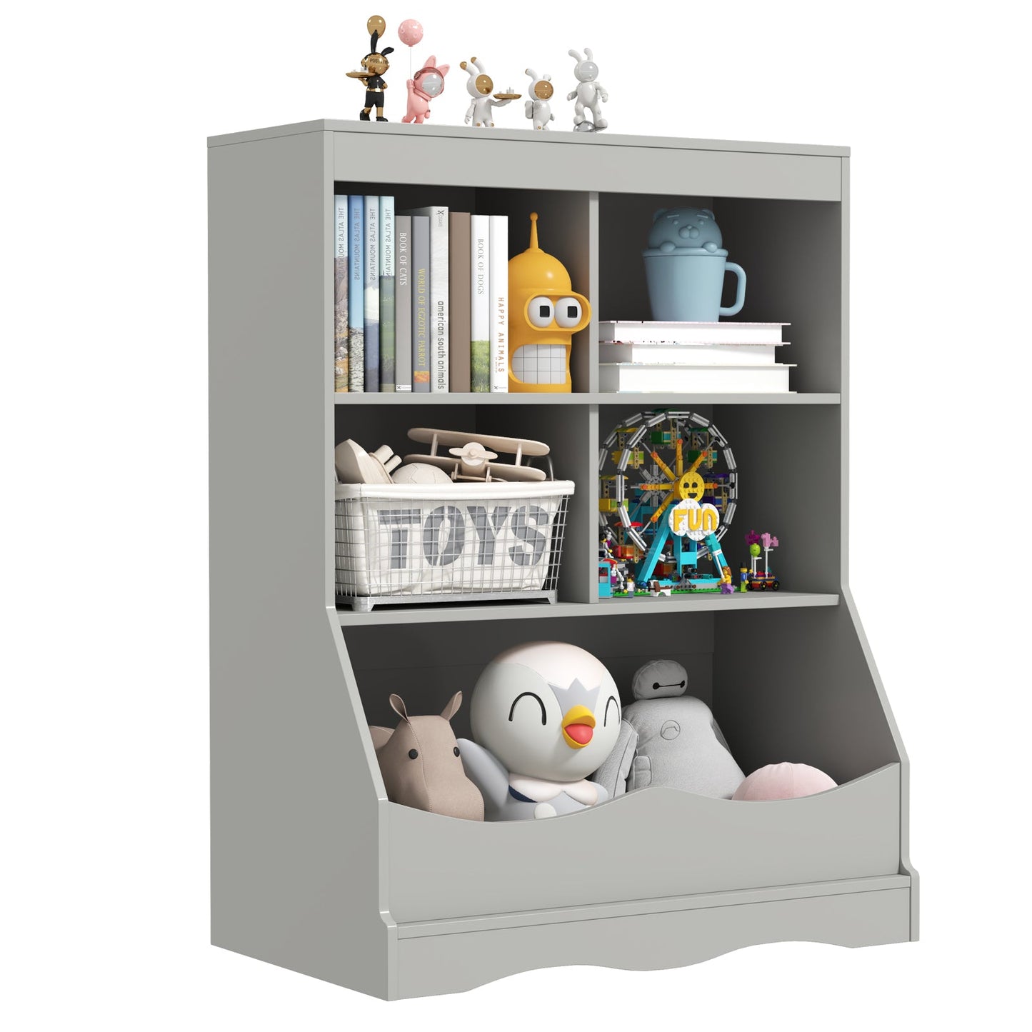 3-Tier Children's Multi-Functional Bookcase - Gray