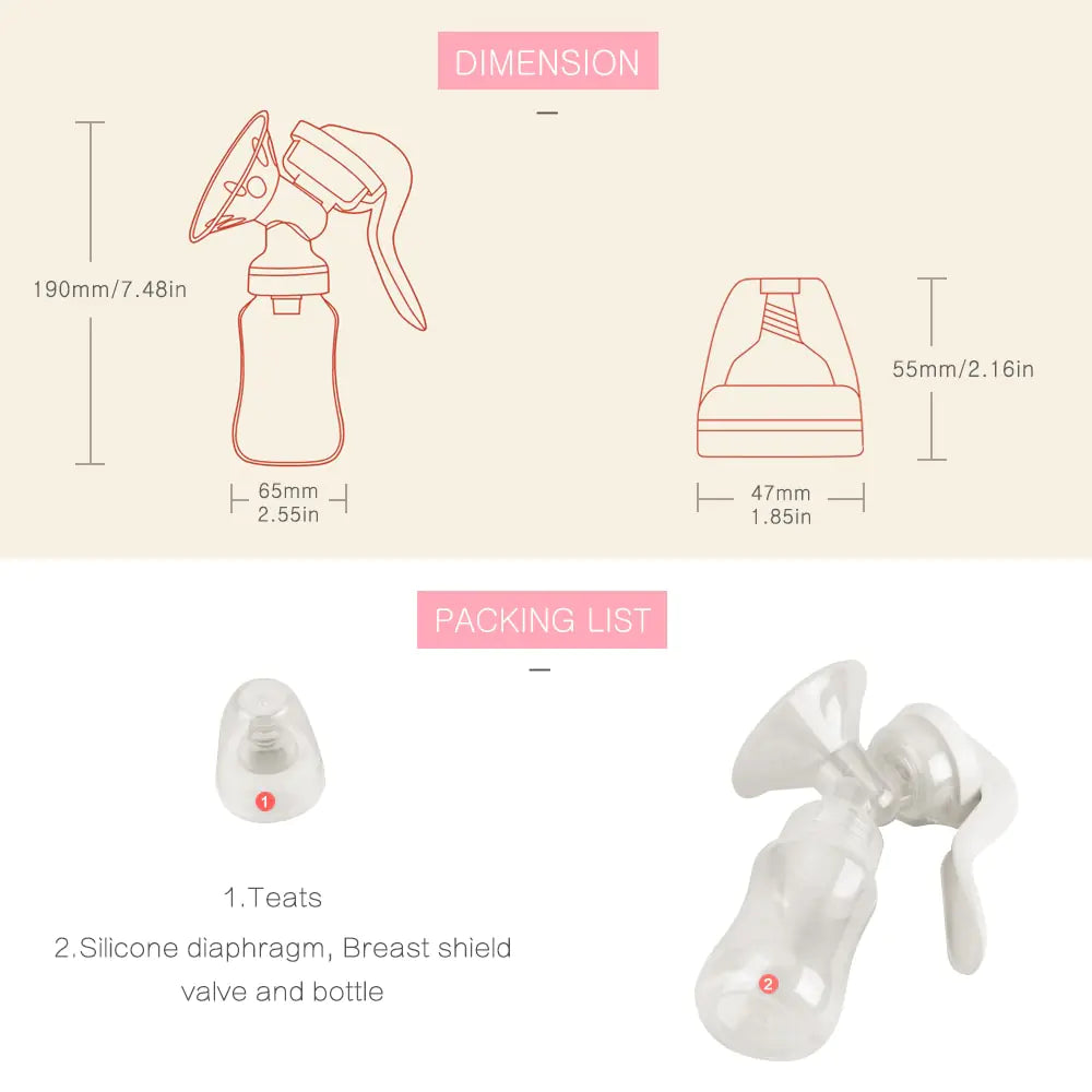 Extractor de Leche Materna de Succión Manual para Alimentación Cómoda