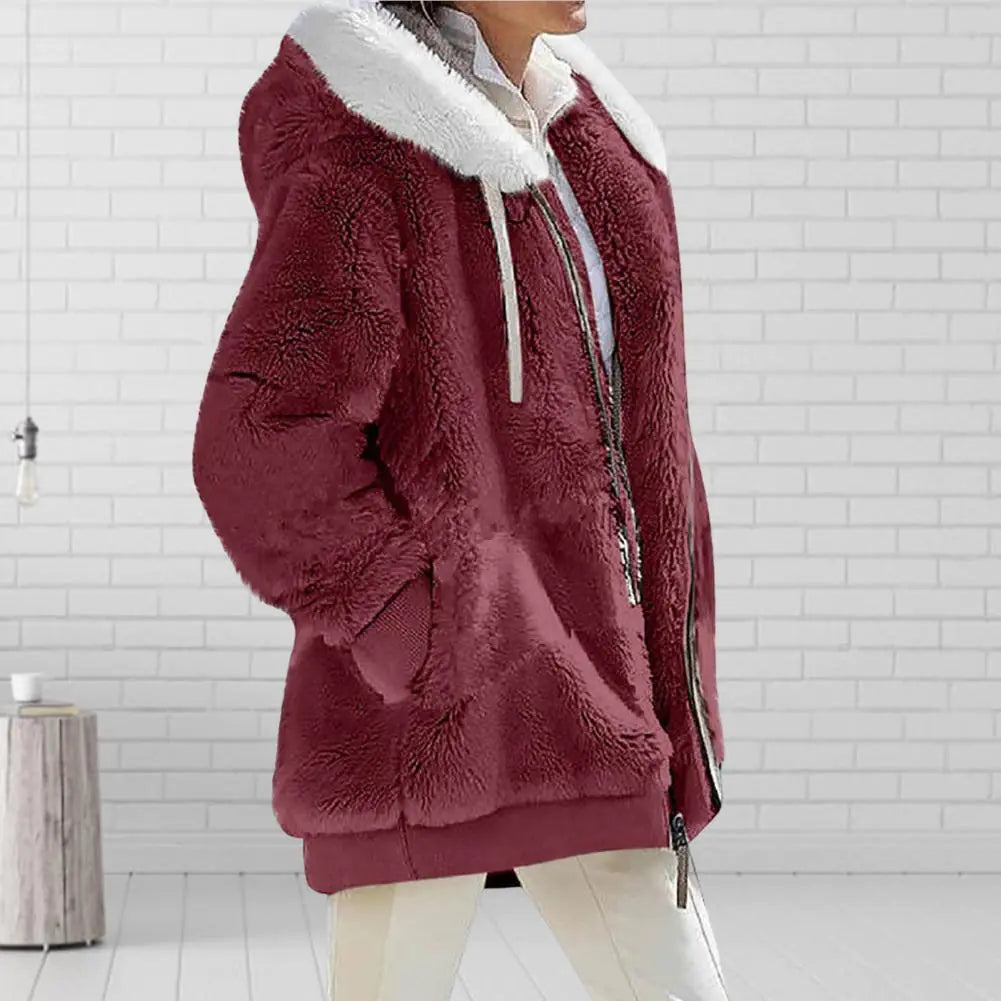 Manteau Zippé en Peluche pour Femmes - Grande Taille, Chaud et Doux