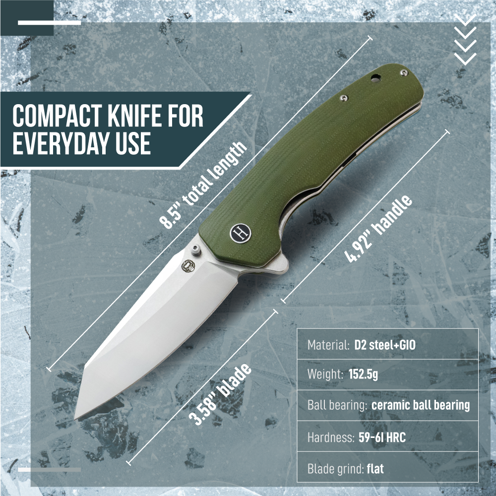 Premium Clip Point Folding Pocket Knife Gift Set for Adventurers (Silver & Green) - Korvel