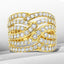 Anillo de cóctel de banda de bypass de múltiples filas de diamantes de oro amarillo de 10K - Talla 7