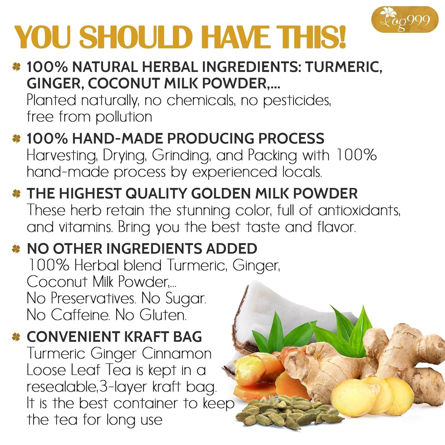 Premium Golden Milk Powder - Natural Spice Blend for Lattes & Smoothies