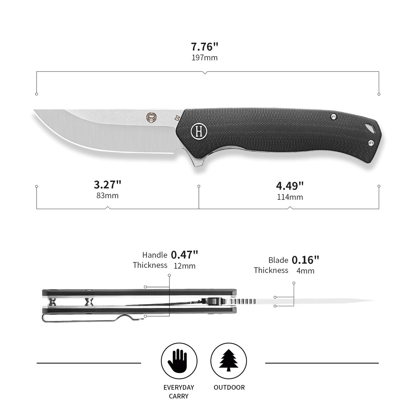 Ultimate Pathfinder Folding Pocket Knife Gift Set for Adventurers (Black & Silver) - Korvel