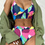 Geometric Colorful Ruffled Bikini Set for Women
