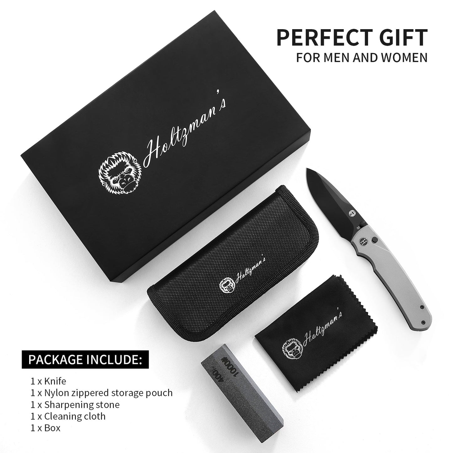 The Ultimate Folding Pocket Knife Gift Set for Outdoor Enthusiasts (Classic Black & White) - Korvel