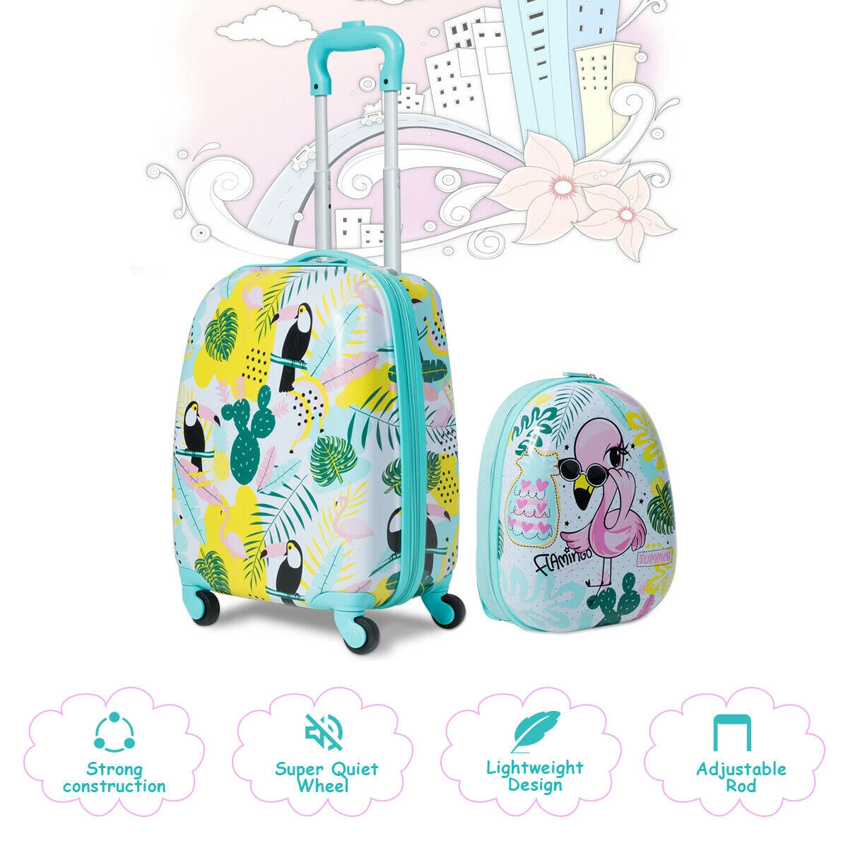 Gbruno 2-Piece Kids' Luggage Set: Backpack & Rolling Suitcase