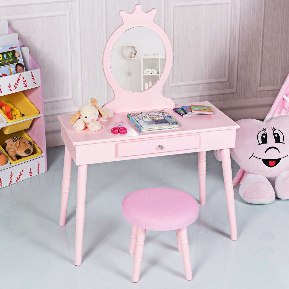 Gbruno Kids Vanity Makeup Table and Chair Set