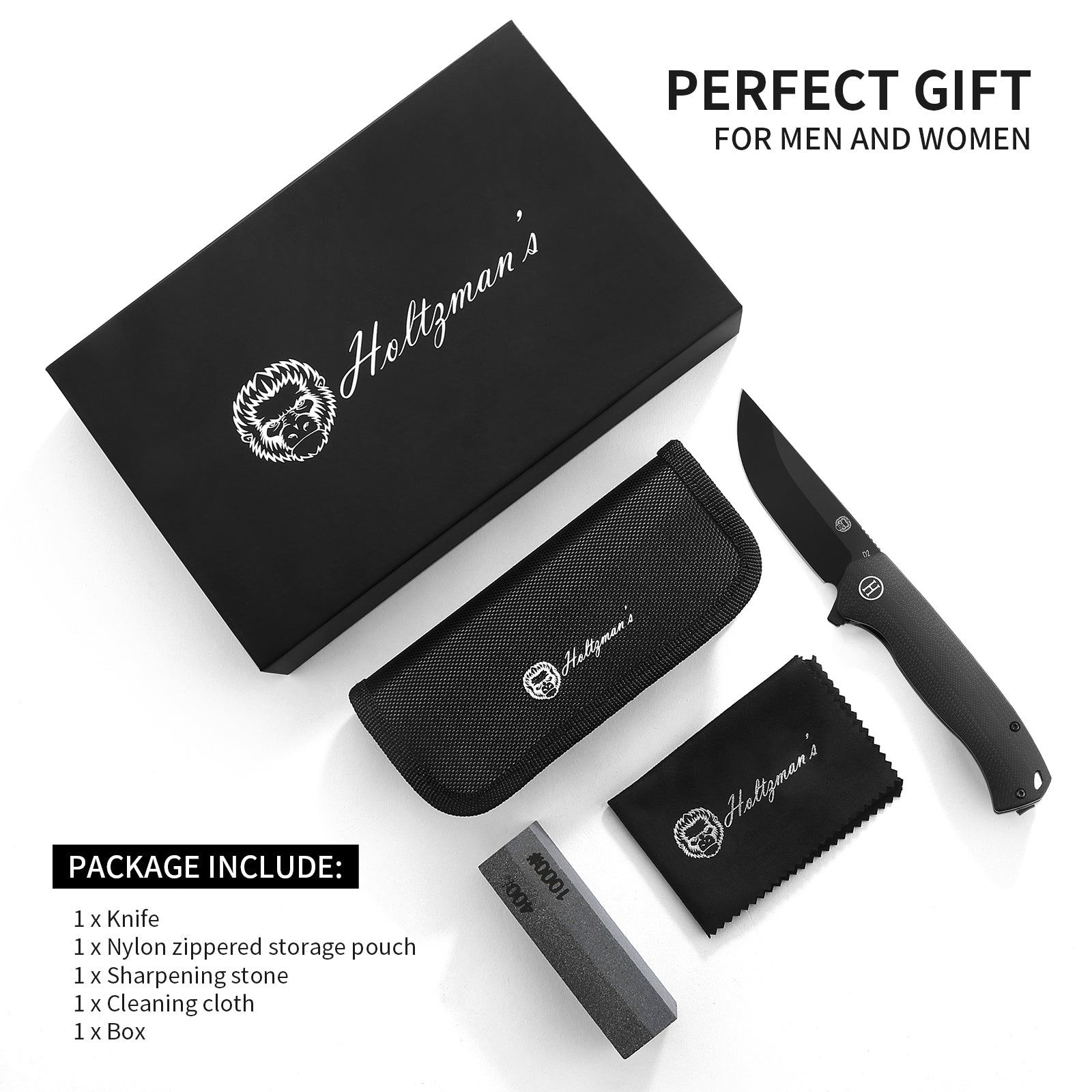 The Pathfinder Folding Pocket Knife Giftset for Men and Women (Black and Blue) - Korvel