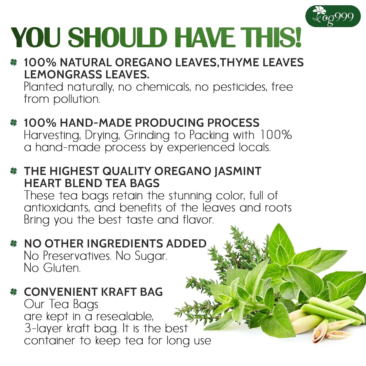 Thé Herbal Premium à l'Origan avec des Notes de Jasmin