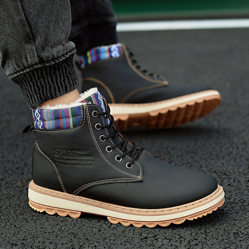 Bottes d'hiver imperméables pour hommes avec doublure en peluche